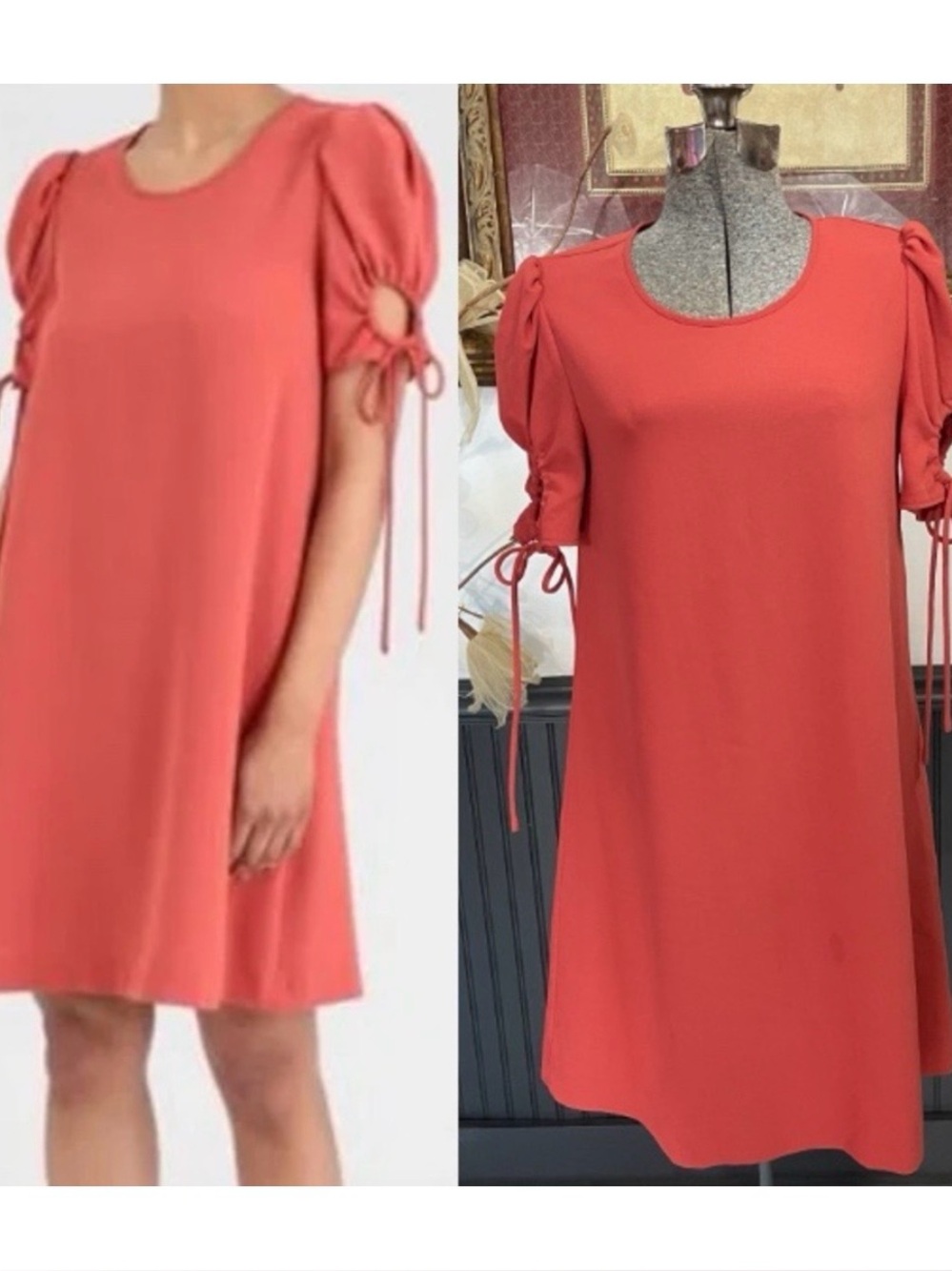 See By Chloe Ruched Tie Sleeve Shift Dress ~ Size 38 / US 6💛🍄